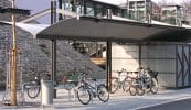Systemüberdachung Urban Style mit Fahrradboxen und Allegro Duo